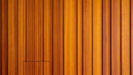 Warm wooden paneling with vertical slats and a small rectangular groove