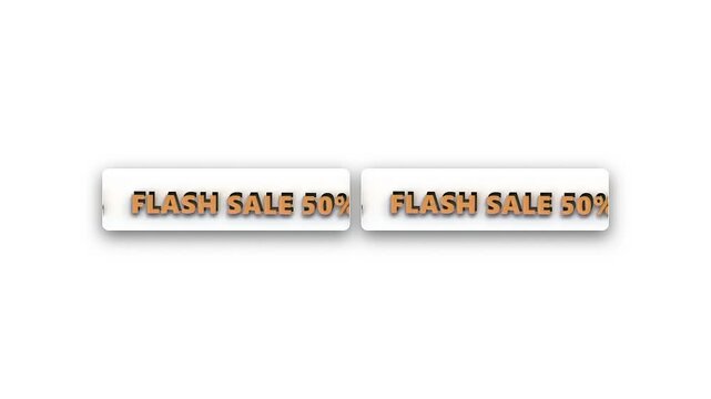 Flash Sale 50 Off Promotion with Animated Text on White Background.