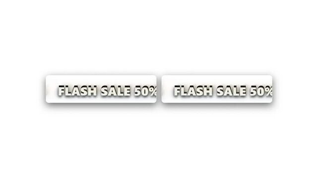 Flash Sale 50 Off - Dynamic White Text Animation on a Clean Background.
