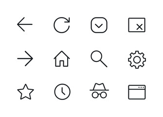 Fototapeta premium Browser Icon Line Set. Browser Controls. Line icon set of Browse