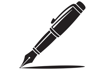 Black silhouette fountain pen icon on white background
