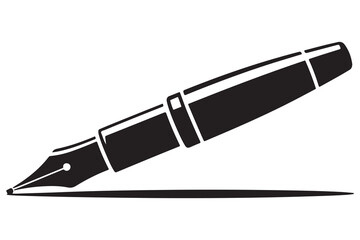 Black silhouette fountain pen icon on white background
