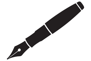Black silhouette fountain pen icon on white background
