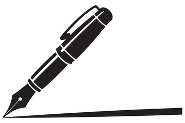 Black silhouette fountain pen icon on white background
