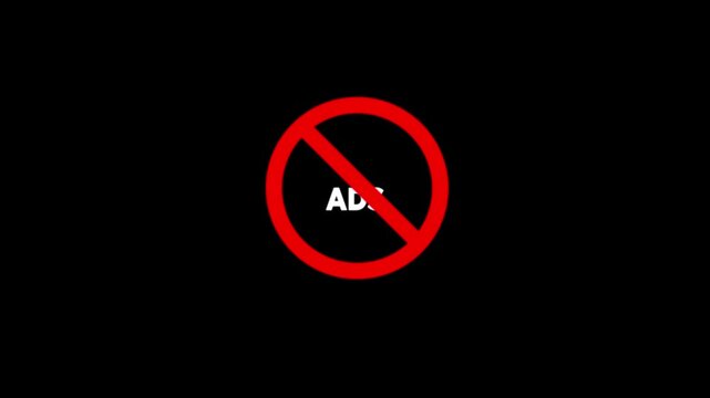 No Ads Prohibition Sign Animation. 4K Safety Warning Symbol, Caution Alert & Compliance Awareness Motion Graphic on White Background"