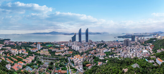 Aerial View of Xiamen City Skyline