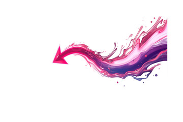 dynamic fluid arrow pointing left with a vibrant pink and purple energy and splash effect, no background svg