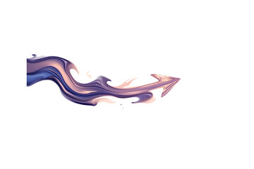 dynamic fluid arrow pointing right with a colorful swirl of purple, pink, and blue abstract colors, no background svg