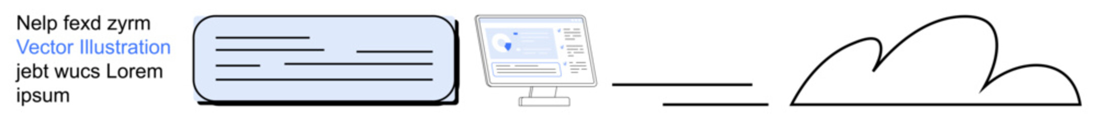 Obraz premium Cloud computing, data storage, digital communication, online services, technological processes, IT management. a server, a monitor and a cloud symbol connected via a line. Cloud computing and data