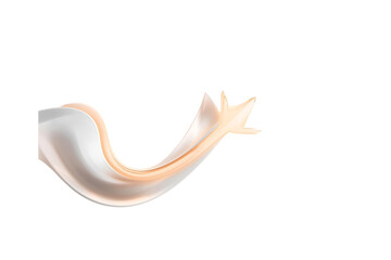 simple abstract ribbon of flowing white and pale orange silk or fabric in a curved wave, no background svg
