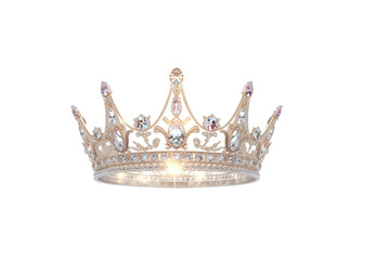 classic gold and jeweled crown with multiple pointed spikes and ornate metal accents, no background svg