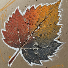 Autumn Leaf with Vibrant Gradient Colors and Detailed Veins.