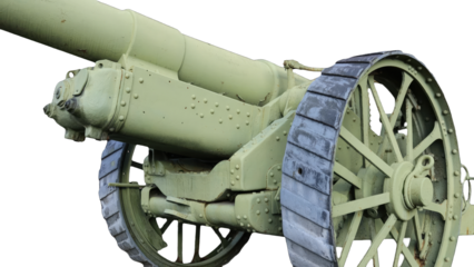 A historic artillery piece sits atop an old wooden wheel, perfect for historical or fantasy settings