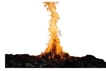 abstract rising plume of intensely glowing orange and red fire and ash from a dark base, no background svg