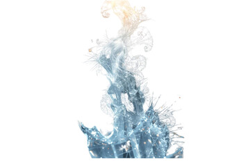 abstract plume of glowing cool blue and white smoke or vapor with a fiery orange top, no background svg