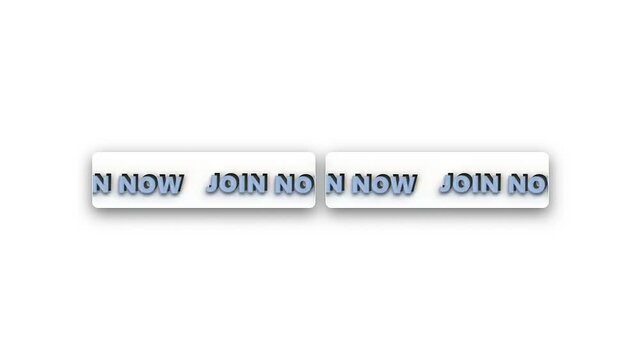 Two white rectangular buttons with the text JOIN NOW in blue, casting a subtle shadow on a white background, ideal for web design and call-to-action elements.