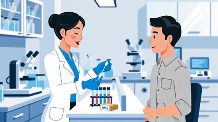 Modern Laboratory Scientific Research Collaboration Between Female Scientist and Male Researcher