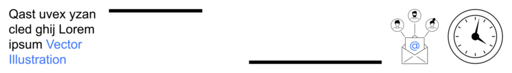 Digital communication, email notifications, time management, marketing strategies, online messaging, productivity tools. Envelope with notification icons and a clock. Email notifications and time
