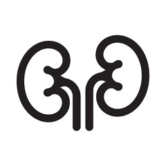 Simple black and white illustration of human kidneys anatomical depiction