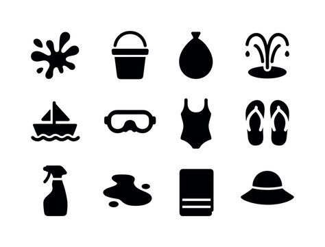 Water Play Icons. Water Play. Solid icon set of Water Play: spla