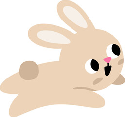 Vector Easter bunny jumping horizontally. Funny hopping rabbit icon. Cute spring or farm animal illustration for kids. Funny hare clipart isolated on white background