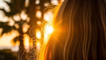 Woman in golden sunlight