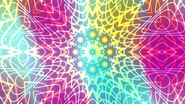 Psychedelic kaleidoscopic design ideal for graphic projects, fabric prints, and unique backgrounds with mesmerizing and intricate patterns.
