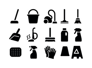 Floor Cleaning Icons. Floor cleaning. Solid icon set of floor cl