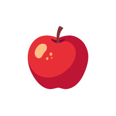 Red apple with stem, fruit icon, isolated flat style vector illustration