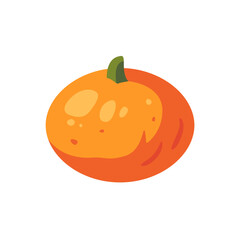 Whole mandarin citrus, fruit icon, isolated flat style vector illustration