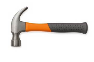 Claw hammer with grippy orange and grey handle, a essential tool for construction, carpentry, and diy projects