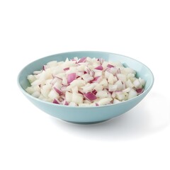bowl of chopped onions white background