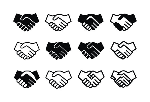 Handshake Icon Set. Shaking. Icon set. Set Logo of shaking: frie