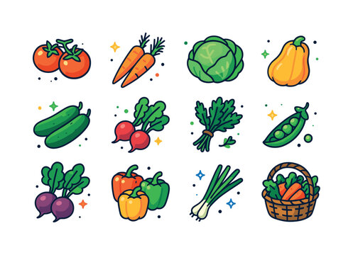 Garden Harvest Icons. Garden harvest. Colorful isometric vector