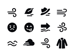 Fototapeta premium Windy Day Icon Set. Windy day moods. Solid icon set of windy day