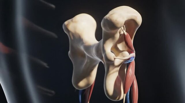 Animated Human Hyoid Bone with Surrounding Muscles and Vessels
