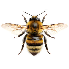 Detailed close up of a bumblebee isolated on transparent background