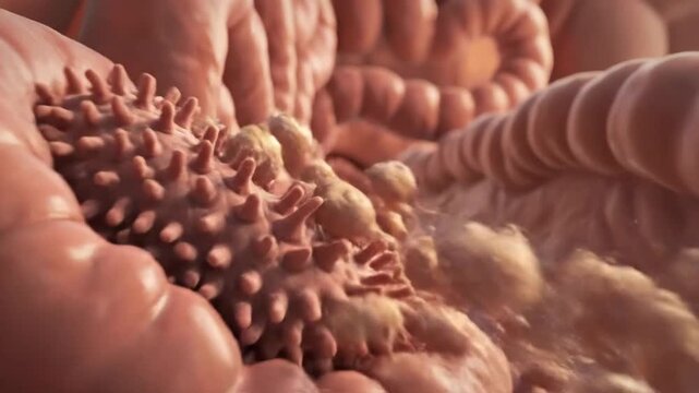 Animated Journey Inside the Human Jejunum with Digested Food