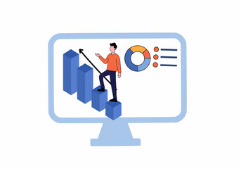 Business Growth Concept With Analytics And Rising Profit Illustration vectors