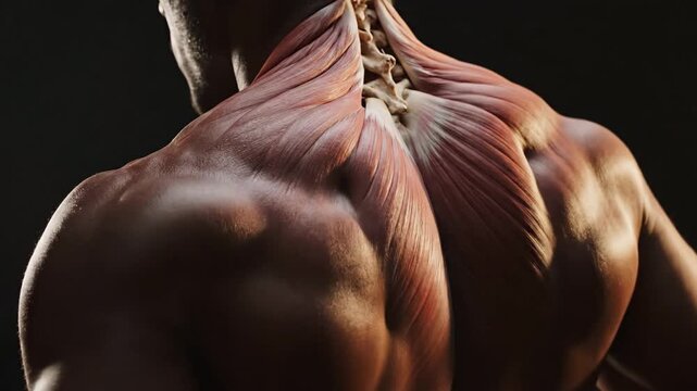 Cinematic Orbit Around Human Trapezius Muscles