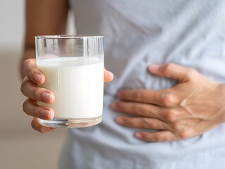 Hand Holding Glass of Milk, Healthy Drink, Calcium Source