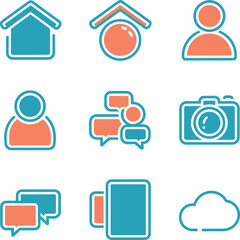 Social network icons set vector symbol for web design illustration and mobile communication