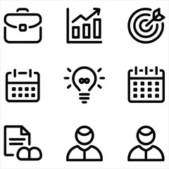 Black vector business and finance icons set illustration for web and computer design
