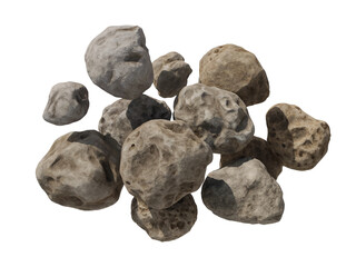 Dark stones and debris flying through the air, clipart illustration png element isolated on transparent background