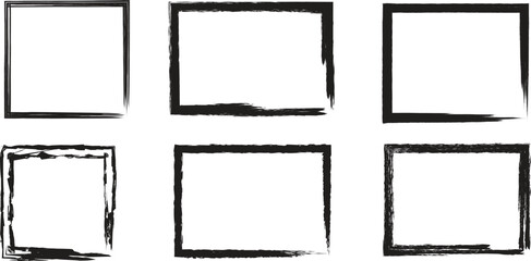 Six blank picture frames with black borders