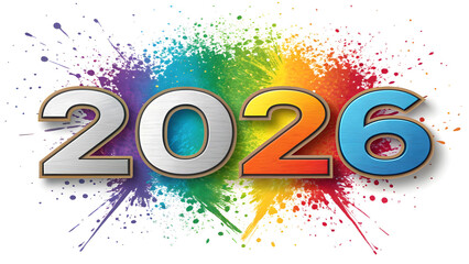 A happy new year holiday celebration illustration with winter snow, Christmas decorations, 3D numbers, festive text, and colorful vector design for greeting cards and seasonal sales