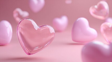 Obraz premium Soft Pink Heart Bokeh: Romantic Valentine Decor, Love and Care – Pink Hearts for Valentine’s Day Gift and Connection
