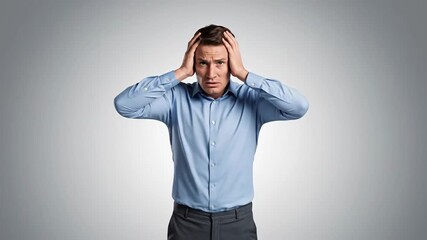 Man Experiencing Stress and Frustration in Various Emotional States Depiction