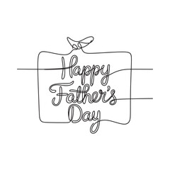 A minimalist line art drawing of a gift with happy father s day text