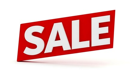 Sale sign with white letters on red background